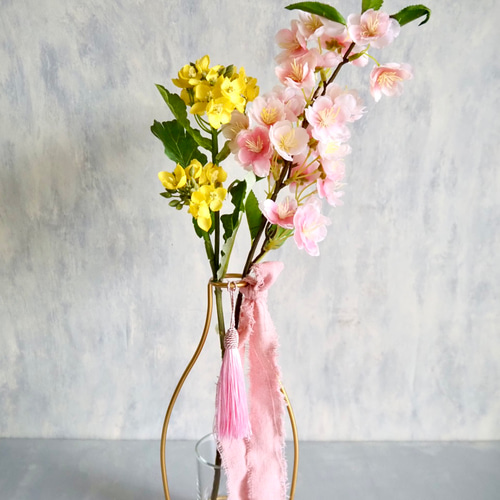 桜と菜の花】｜アーティフィシャルフラワー 花瓶アレンジ| 春｜ギフト