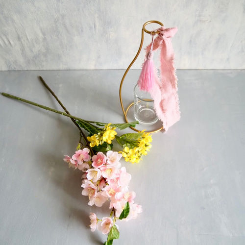 桜と菜の花】｜アーティフィシャルフラワー 花瓶アレンジ| 春｜ギフト
