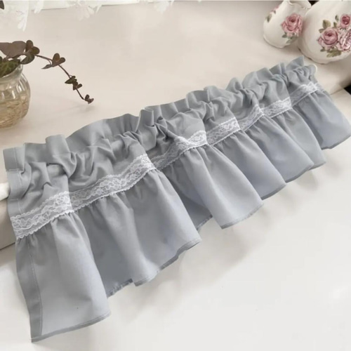 ブルーグレー エレガントバランスカーテン カフェカーテン