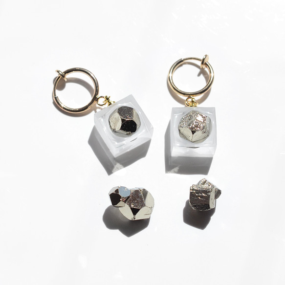 Pirite 耳環 不銹鋼金黃鐵礦禮物 生日禮物 禮品包裝 第6張的照片
