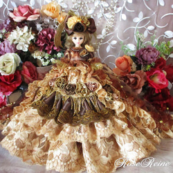 sold王妃マリーアントワネット 舞踏会の可憐な花 レオパードロングトレーンドールドレス 1枚目の画像
