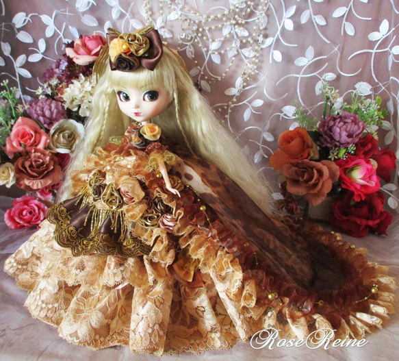 sold王妃マリーアントワネット 舞踏会の可憐な花 レオパードロングトレーンドールドレス 10枚目の画像