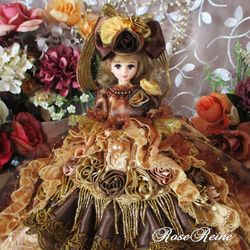 sold王妃マリーアントワネット 舞踏会の可憐な花 レオパードロングトレーンドールドレス 2枚目の画像