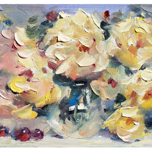 時を楽しむ rose-p05】ミニ油絵原画 額付き・特典付き ギフト対応 絵画