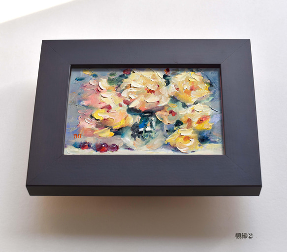 「時を楽しむ rose-p05」ミニ油絵原画　額付き・特典付き 2枚目の画像