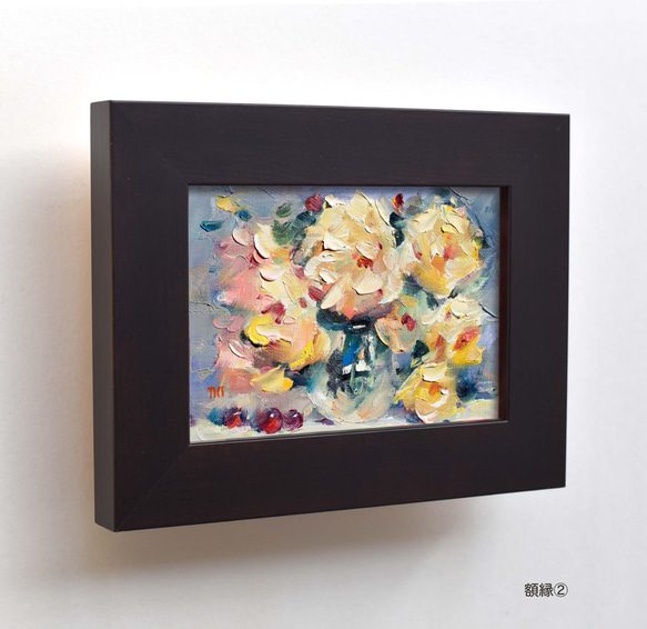 「時を楽しむ rose-p05」ミニ油絵原画　額付き・特典付き 3枚目の画像