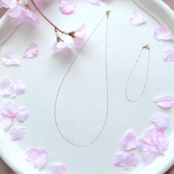 《母の日》【K10YG】Simple Necklace＆Bracelet〜petal* Set 1枚目の画像