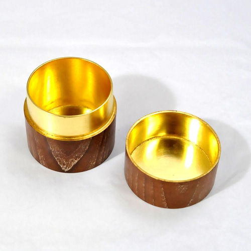 □山中塗 嘉匠菴 中次茶入 桑 共木 内金箔 その他キッチン小物 嘉匠菴