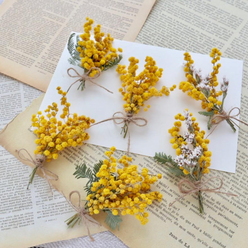 ミニチュア】ミモザの小さな小さなドライフラワー花束3点セット ドライ
