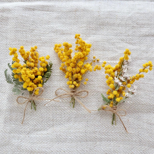 ミニチュア】ミモザの小さな小さなドライフラワー花束3点セット ドライ