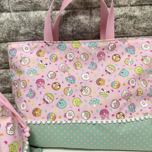 オーダー可　新作　入園6点セット　入学セット　入園セット　チェリー柄　かわいい いちご総柄 入園入学準備バッグ 5点セット 新調 レッスンバッグ