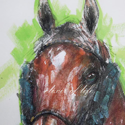 原画。競走馬のポートレートⅡ（墨、アクリル、水彩、厚い和紙、２６ｃｍ×３６ｃｍ） 2枚目の画像