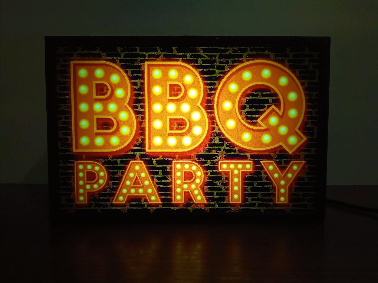 BBQ バーベキュー 焼肉 アウトドア レトロ 看板 置物 雑貨 ライトBOX BBQ バーベキュー 焼肉 アウトドア キャンプ レトロ 店舗 自宅