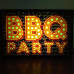 BBQ バーベキュー 焼肉 アウトドア キャンプ 看板 置物 雑貨 ライトBOX BBQ バーベキュー 焼肉 アウトドア キャンプ 店舗 自宅 ガレージ