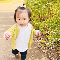 春夏イエローの花柄くるみボタン⭐︎3点セットベビーヘアクリップ ベビーヘアピン 5枚目の画像