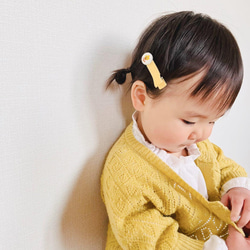 春夏イエローの花柄くるみボタン⭐︎3点セットベビーヘアクリップ ベビーヘアピン 7枚目の画像