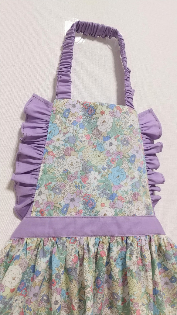 バビコ様専用♡キッズエプロン＊花柄×パープル＊ 2枚目の画像