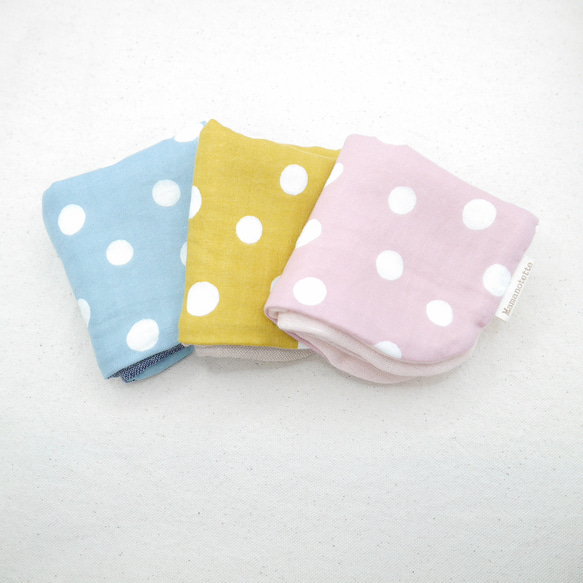 ふわもこハンカチ｜フレンチドット-French Dots-｜L・20×20cm｜ガーゼハンカチ｜ハンドタオル｜ギフト 1枚目の画像