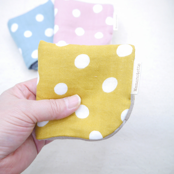 ふわもこハンカチ｜フレンチドット-French Dots-｜L・20×20cm｜ガーゼハンカチ｜ハンドタオル｜ギフト 3枚目の画像
