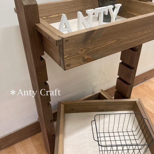 SALE】【引取可能】可動棚付キッチンワゴン キャスター付 3段収納 UN