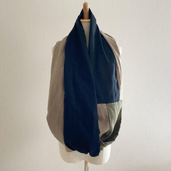 日本製造♡高品質蓬鬆平板雙層紗質圍脖♡卡其色、黑色、沙米色 第3張的照片