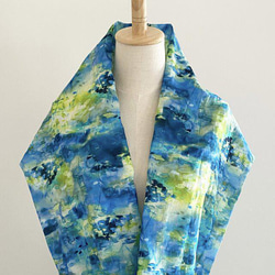 水彩設計春夏季snood藍色棉麻純棉麻天然母親節雙裹長款 第3張的照片