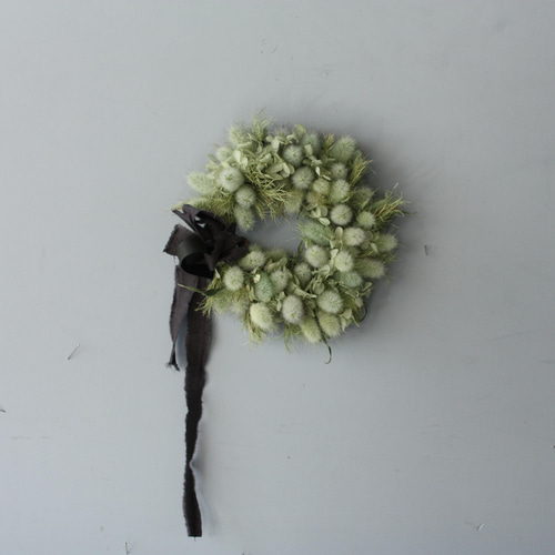 ラグラスと涼やか夏草リース◎23センチ＊ドライフラワーリース