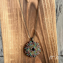 【新色】beads necklace - purple green 3枚目の画像