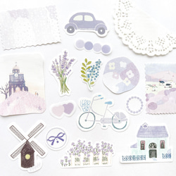 フレークシール＆紙素材 31枚set 《lavender》[F420] 2枚目の画像