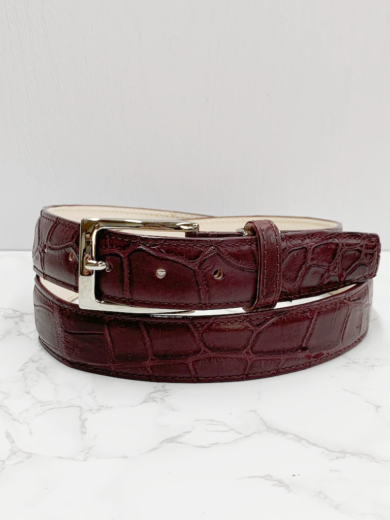 日本製　クロコダイル　マット仕上げ　Lサイズ　３３㎜巾　上質　ベルト　エキゾチックレザー