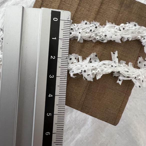 [從 50 厘米起] RCP-01113 蕾絲蕾絲緞帶 Raid tape Tape ribbon 珍珠蕾絲圓點圖案 第3張的照片