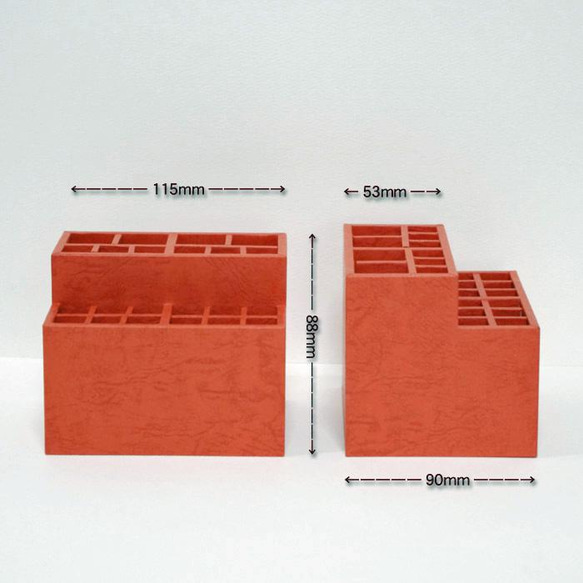 木製ペンスタンド━マス目タイプ2段型（赤）と（青） 3枚目の画像