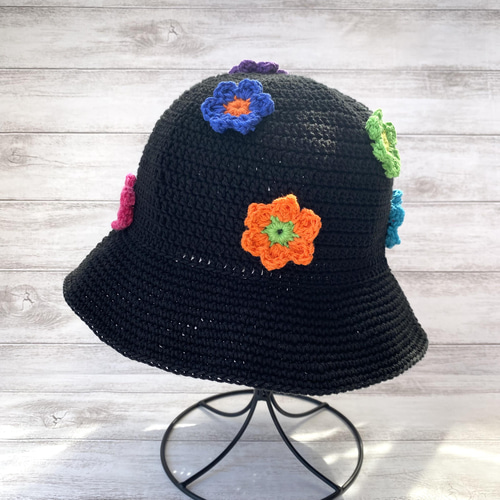 NO.3122014】ハンドメイド 立体お花付き バケットハット