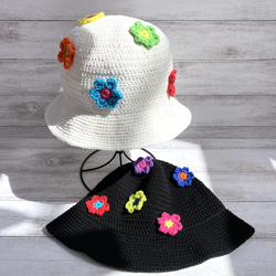 NO.3122014】ハンドメイド 立体お花付き バケットハット