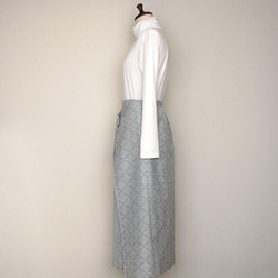 着物リメイク 紬の２ウェイスカート　L　七宝模様 5枚目の画像