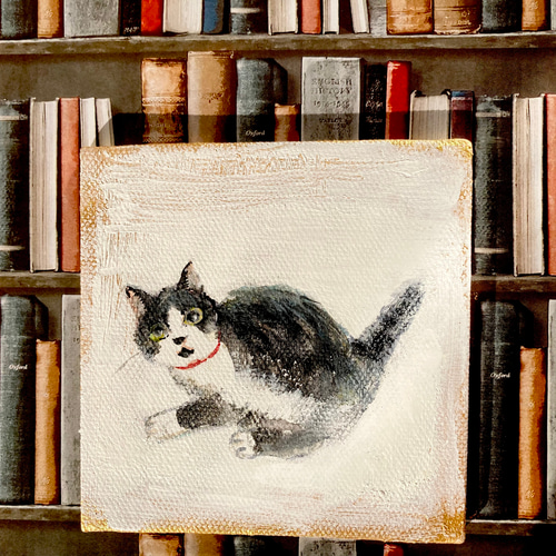 アクリル画　石段で見守る猫　Ａ２ No1540アクリル画 望み猫 - メルカリ