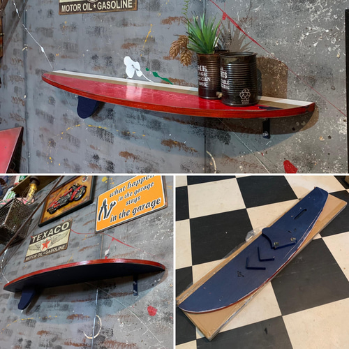 カリフォルニアスタイルの家/ サーフボード型 ウォールシェルフ