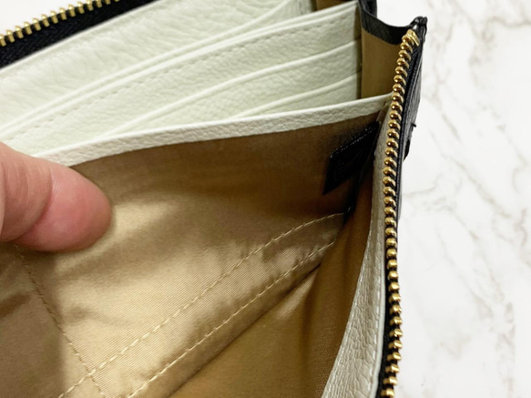 日本製　上質　クライン・カルー　オーストリッチ　薄型　ロングウォレット　長財布　L字ファスナー　エキゾチックレザー 7枚目の画像