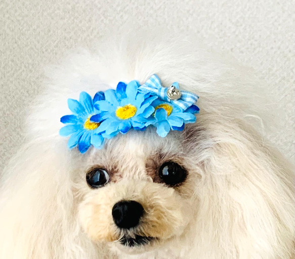 ペット　犬用　ハンドメイド  春ヘア飾り　ヘアアクセサリー　リボン　バレッタ 2枚目の画像