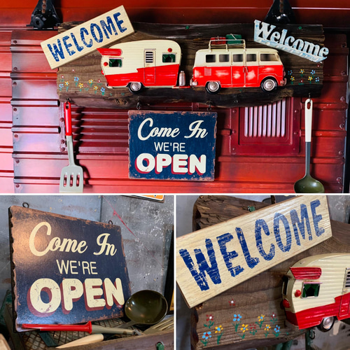 アメリカン ヴィンテージStyle/ OPEN & WELCOME 看板/ オープン看板 