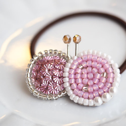 ちょうちょのヘアゴム✨ビーズ刺繍(ペールピンク) ほっこり♡北欧　キッズ　女の子♪ 5枚目の画像