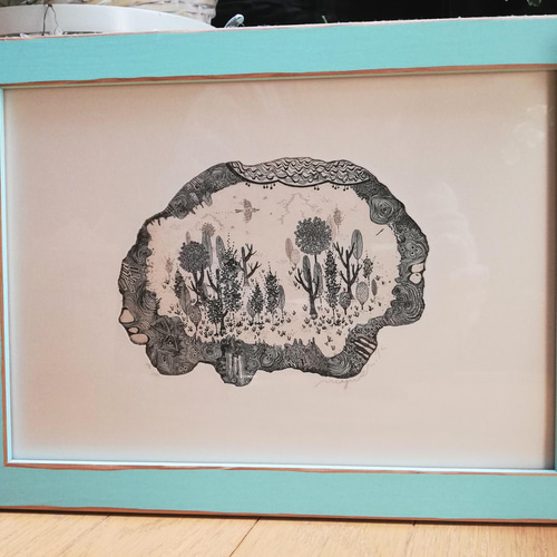 送料無料！日本唯一石板絵作品 銅版画作品 「石の中の一軒家」 版画 ほりみゆき (MIYU) 通販 13612189