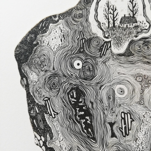 銅版画作品 「石の中の一軒家」 版画 ほりみゆき (MIYU) 通販 13612189