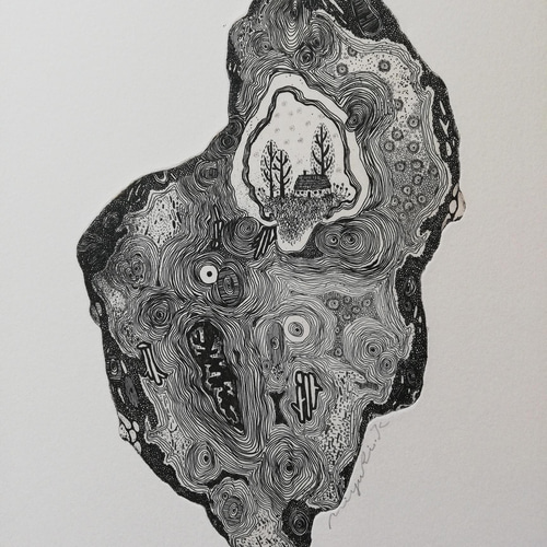 銅版画作品 「石の中の一軒家」 版画 ほりみゆき (MIYU) 通販