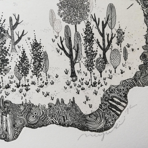 銅版画作品 「石の記憶の森」 版画 ほりみゆき (MIYU) 通販