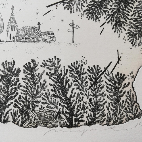 銅版画作品 「石の中の街角」