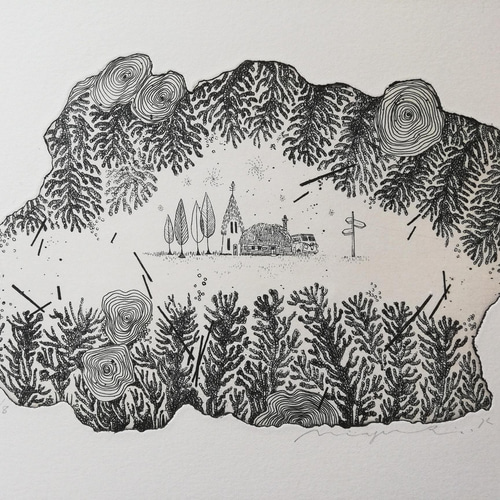 銅版画作品 「石の中の街角」 版画 ほりみゆき (MIYU) 通販