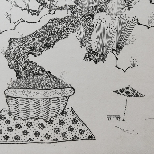 銅版画作品 「ミニ盆栽ー松ー」 版画 ほりみゆき (MIYU) 通販 13612308
