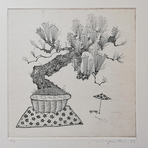 銅版画作品 「ミニ盆栽ー松ー」 版画 ほりみゆき (MIYU) 通販 13612308