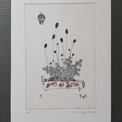 銅版画作品 「ミニ盆栽ーワレモコウー」 4枚目の画像